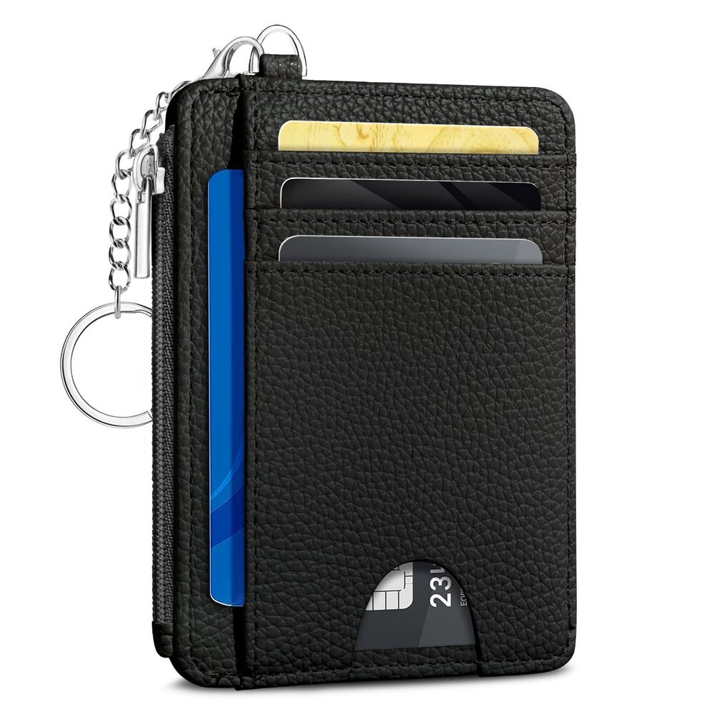 8838 Black Minimalist Credit Card Holder Small Wallet , Business Slim RFID